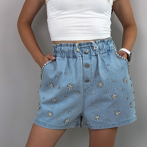 Vedika Pants - New Embellished Shorts, Dazzling Shorts, Stylish Summer Women Bling Shorts